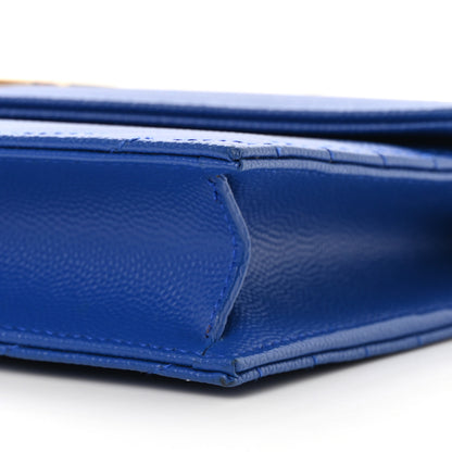 Saint Laurent Grain De Poudre Matelasse Chevron Monogram Envelope Chain Wallet Blue Majorelle 11 of 13