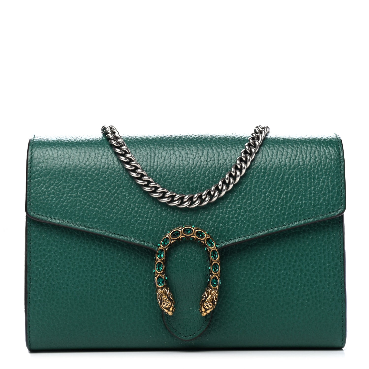 Gucci Calfskin Mini Dionysus Chain Wallet Emerald 1 of 4