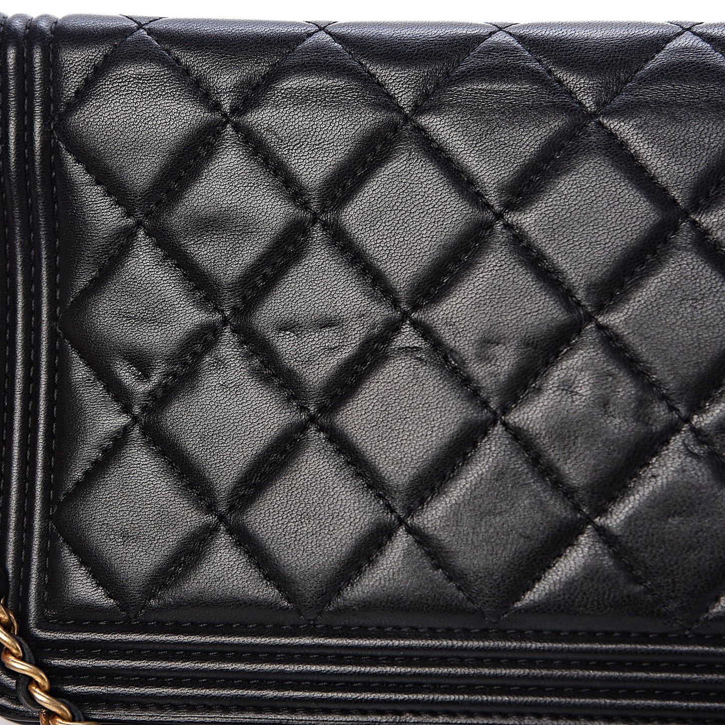 Lambskin Quilted Boy Wallet On Chain WOC Black