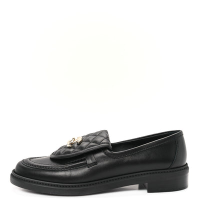 Chanel Lambskin Quilted CC Turnlock Loafers 40.5 Black 1 of 10