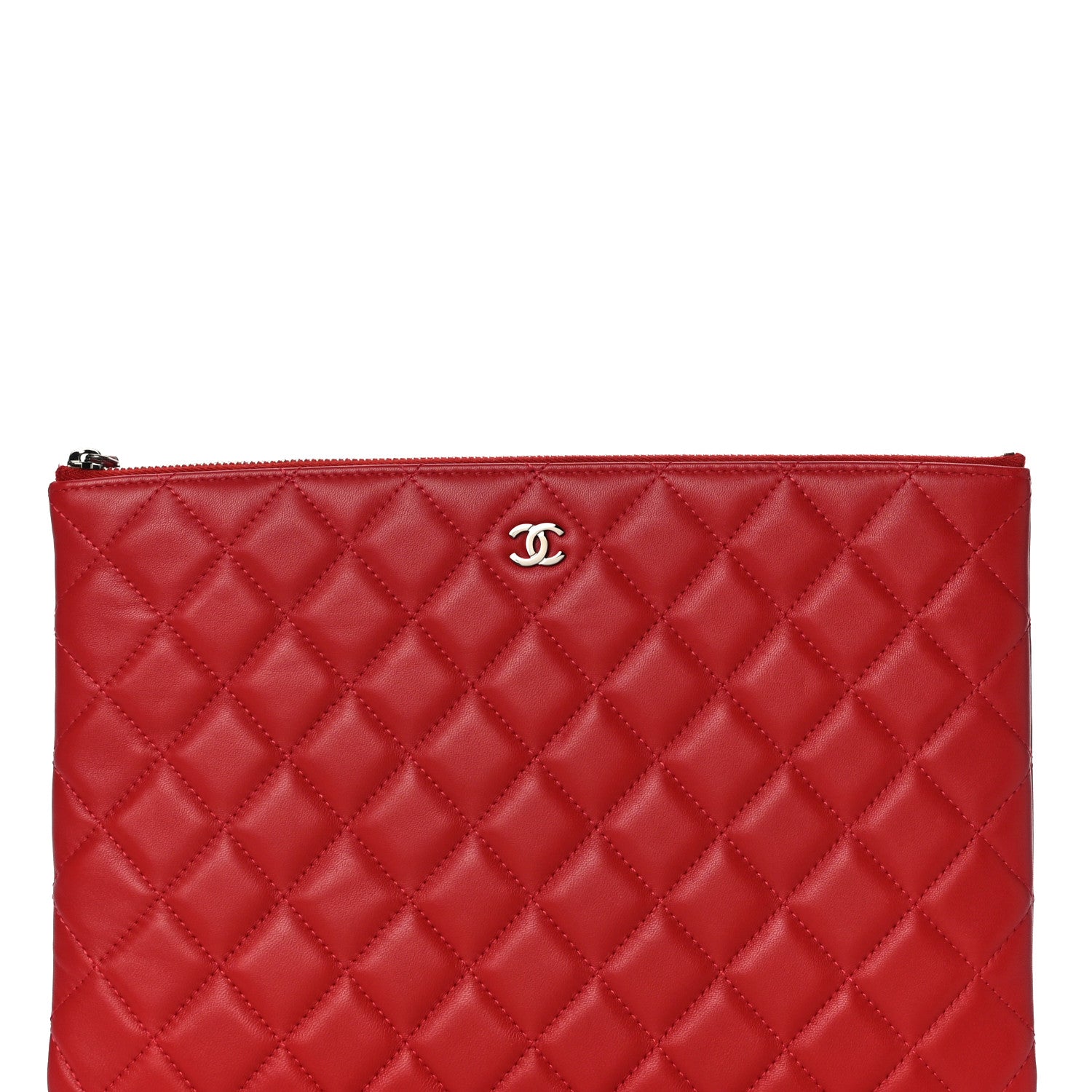 Chanel Lambskin Quilted Medium Cosmetic Case Red 8 of 11