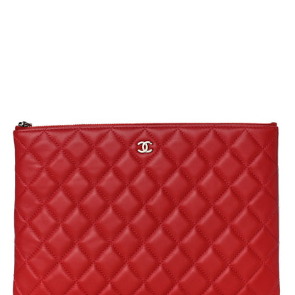 Chanel Lambskin Quilted Medium Cosmetic Case Red 8 of 11