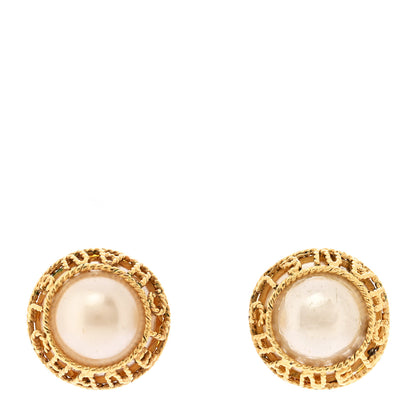 Chanel Pearl Clip On Earrings Gold 1 of 7