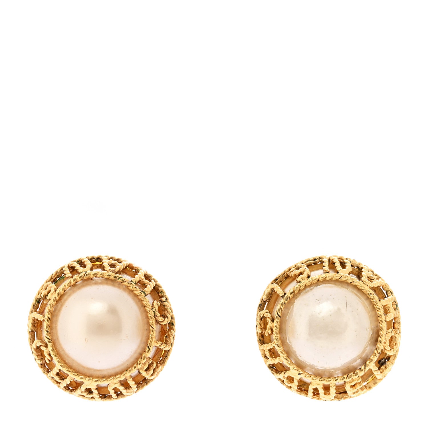 Chanel Pearl Clip On Earrings Gold 1 of 7