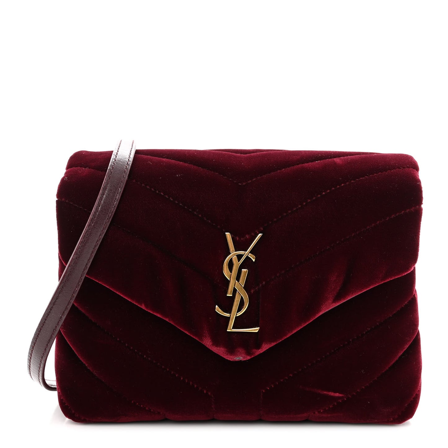 Velvet Y Quilted Monogram Toy Loulou Crossbody Bag French Burgundy