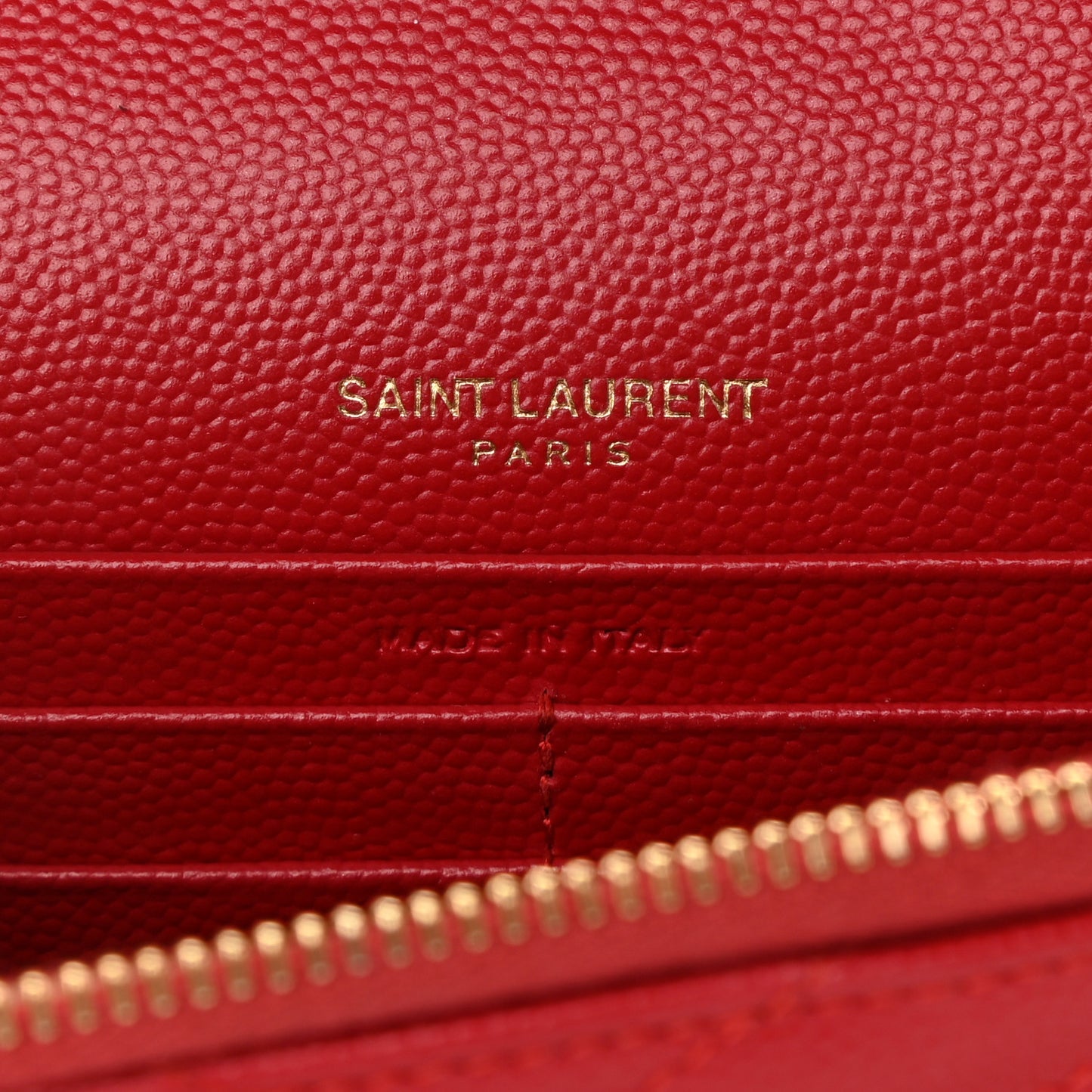 Grain De Poudre Matelasse Chevron Monogram Envelope Chain Wallet New Red