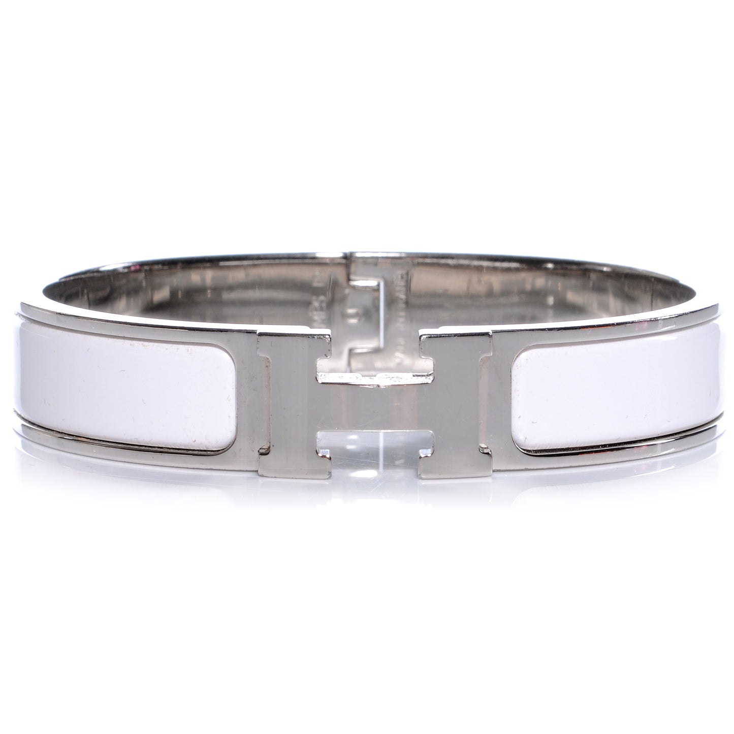 Enamel Narrow Clic Clac H Bracelet PM White