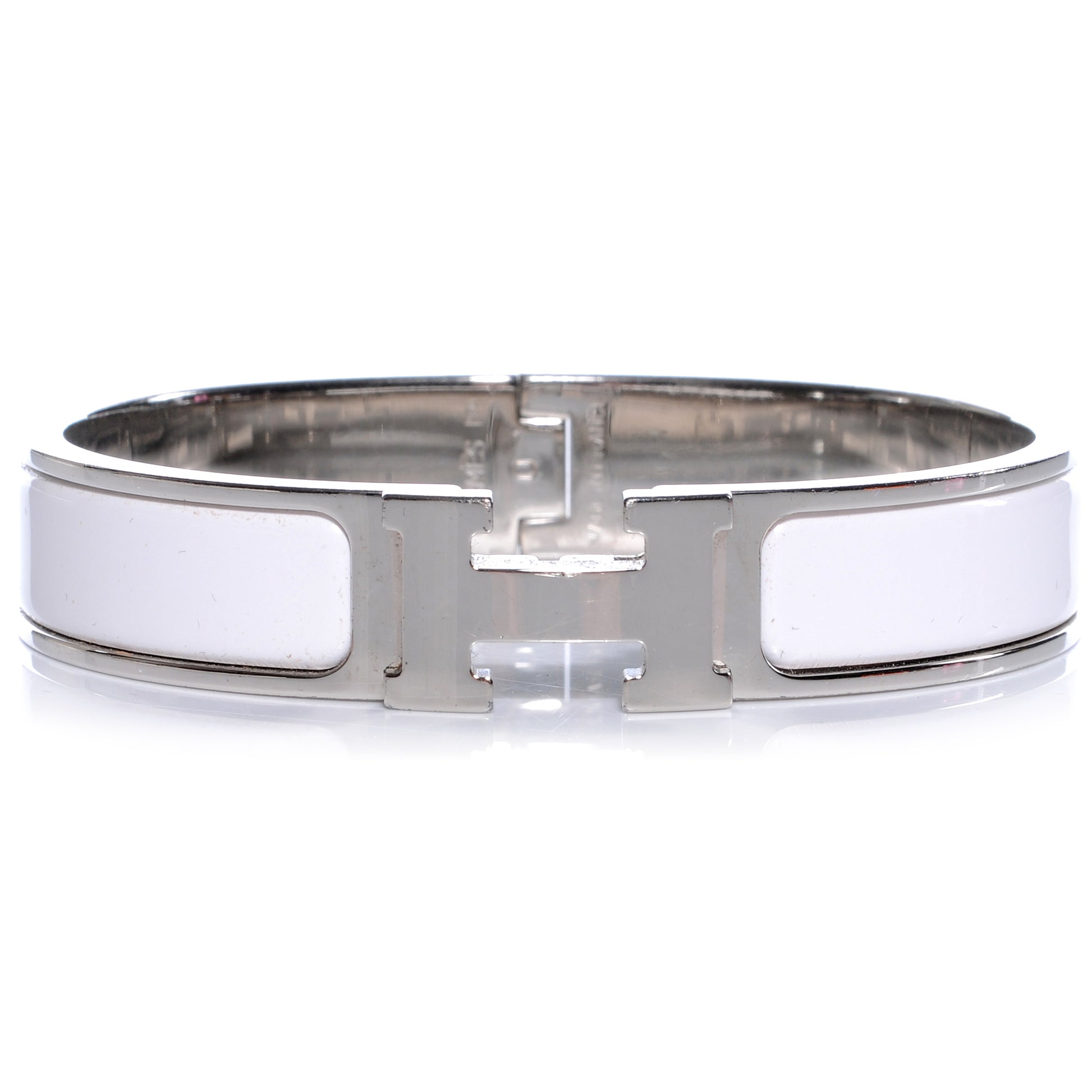Hermes Enamel Narrow Clic Clac H Bracelet PM White 1 of 6