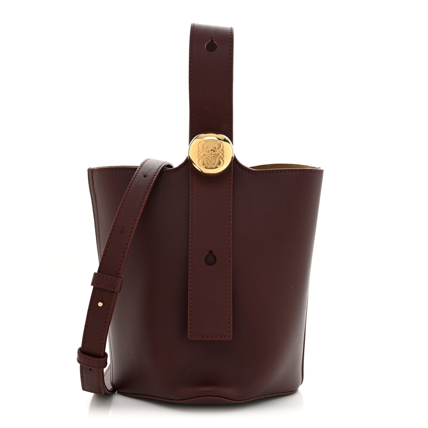 Calfskin Mini Pebble Bucket Bag Dark Burgundy