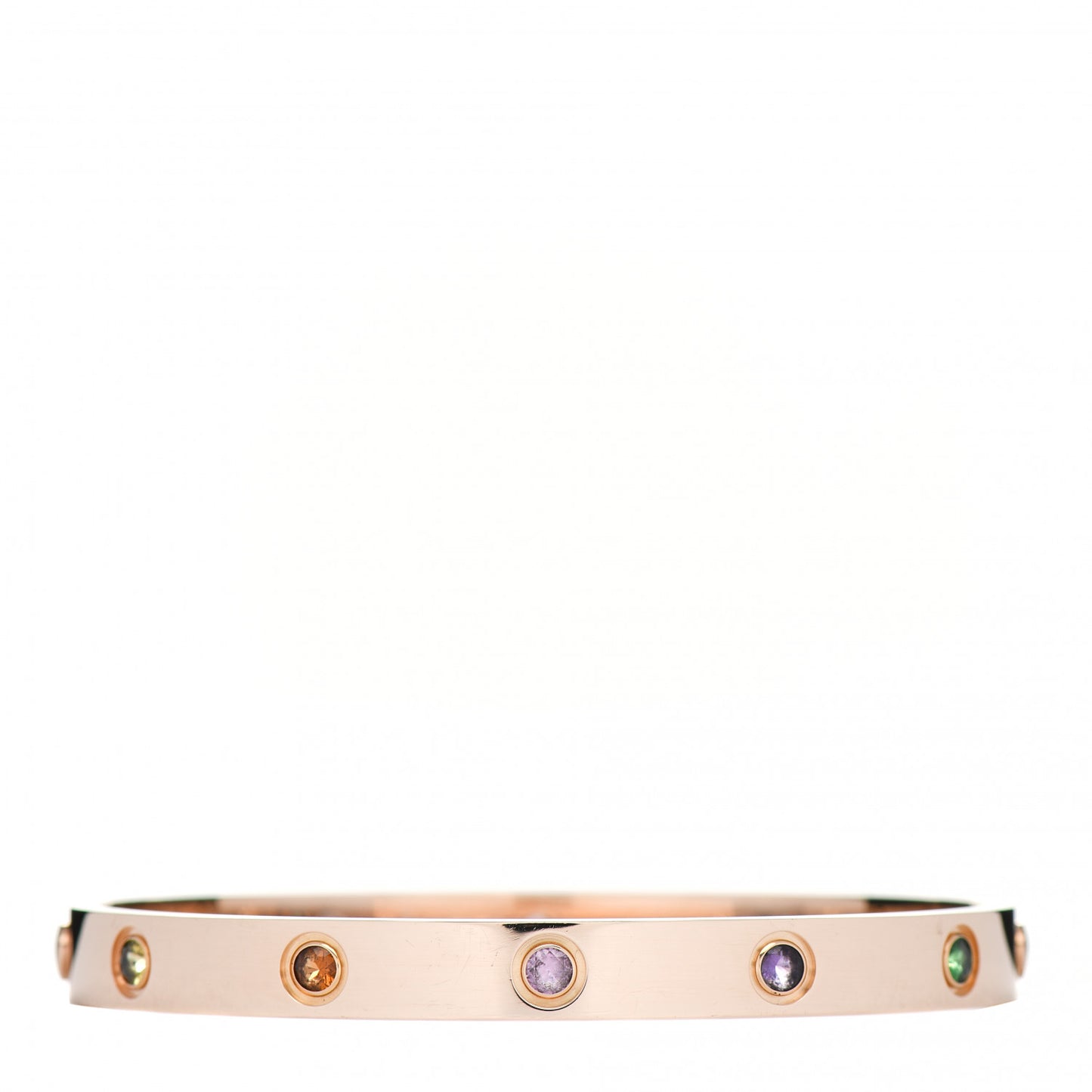 18K Pink Gold Sapphire Garnet Amethyst LOVE Bracelet 17