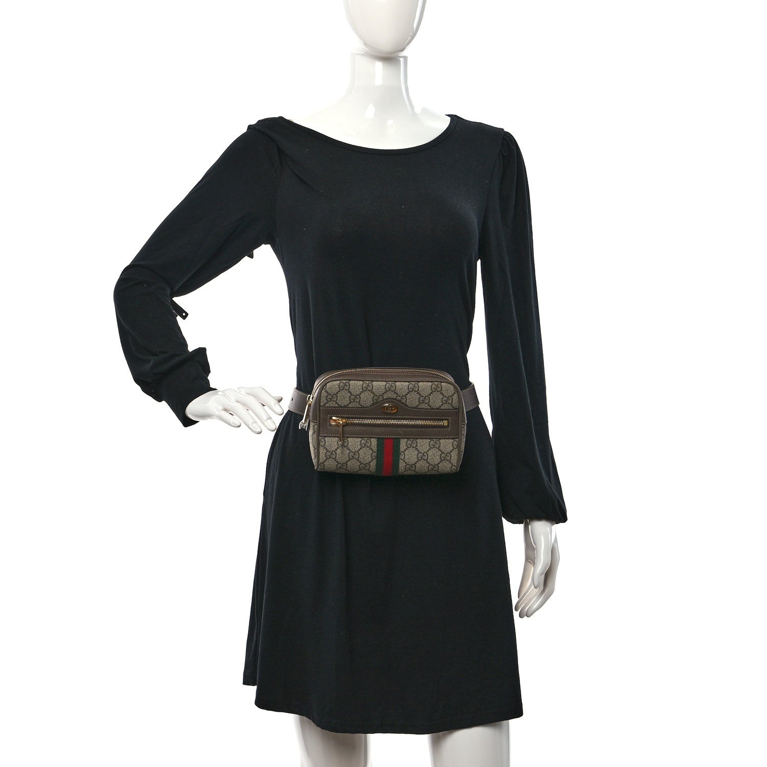 Gucci GG Supreme Monogram Web Small Ophidia Belt Bag 85 34 Dark Brown 2 of 10