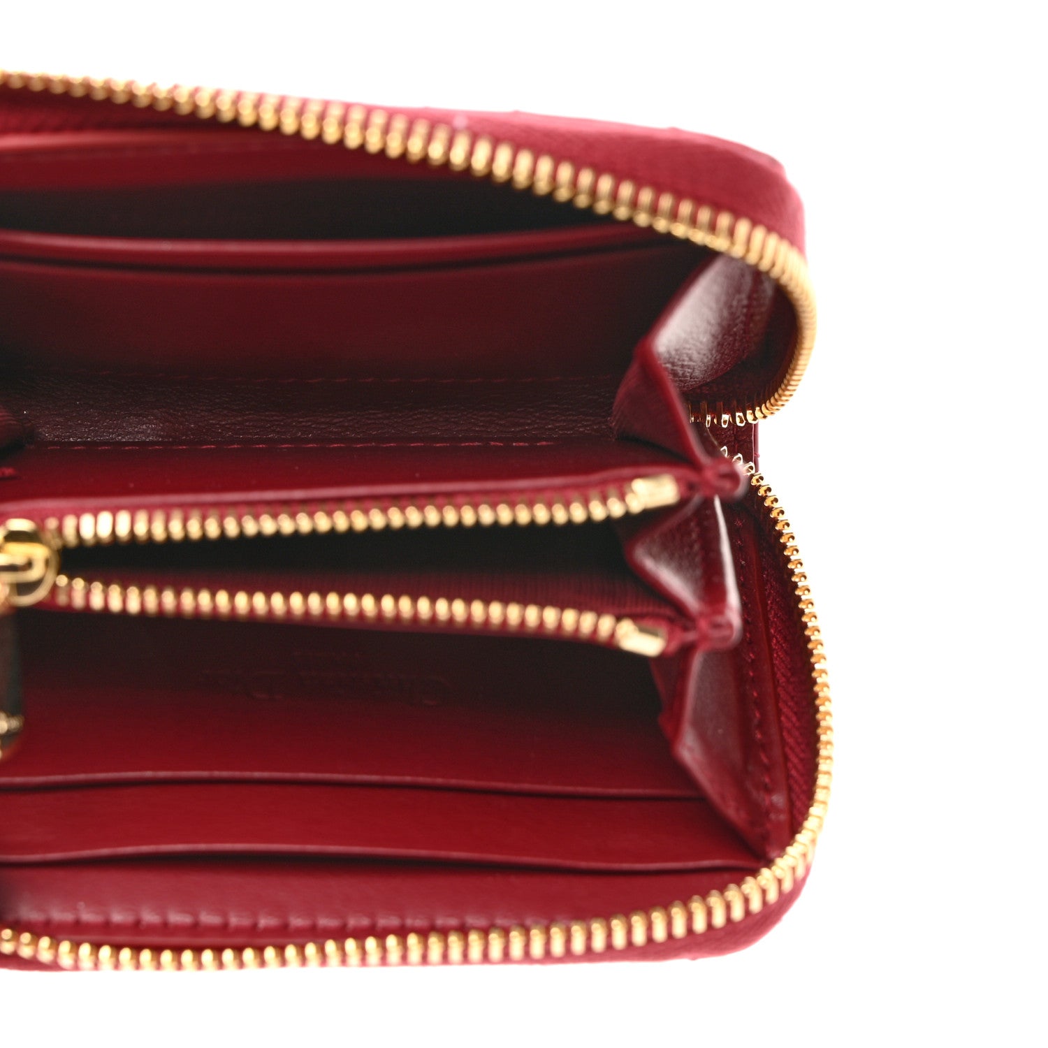 Christian Dior CHRISTIAN DIOR Patent Cannage Small Lady Dior Voyageur Coin Purse Cherry Red 5 of 9