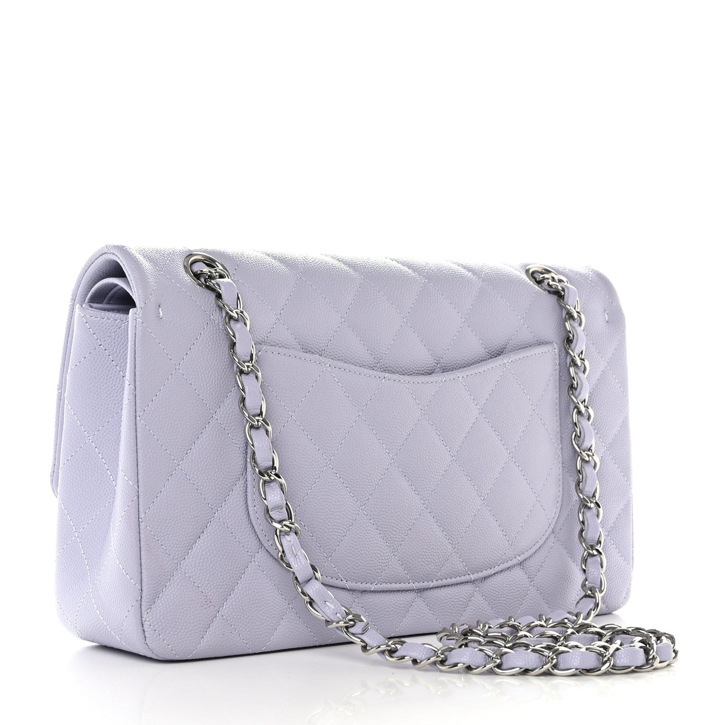 Caviar Quilted Medium Double Flap Light Purple