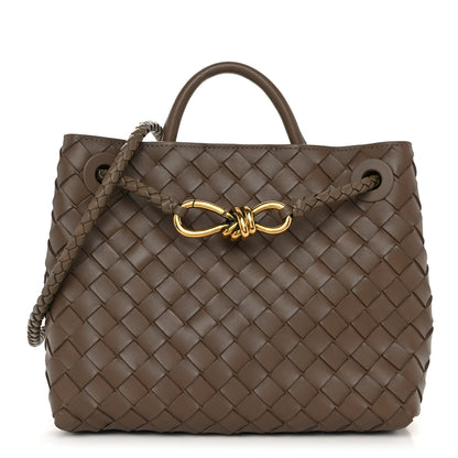 Bottega Veneta Nappa Intrecciato Small Andiamo Shoulder Bag Taupe Grey 1 of 9