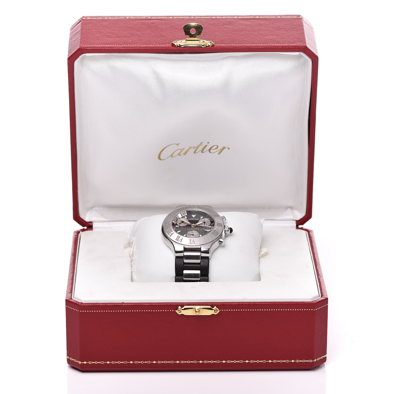 Cartier Stainless Steel Rubber 38mm Must 21 Chronoscaph Quartz Watch Black 8 of 8