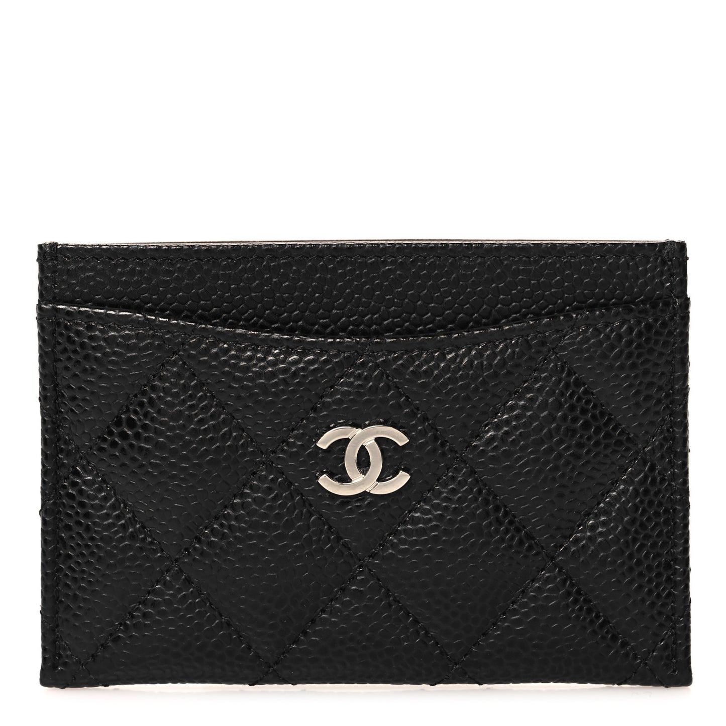 Caviar Quilted Card Holder Black