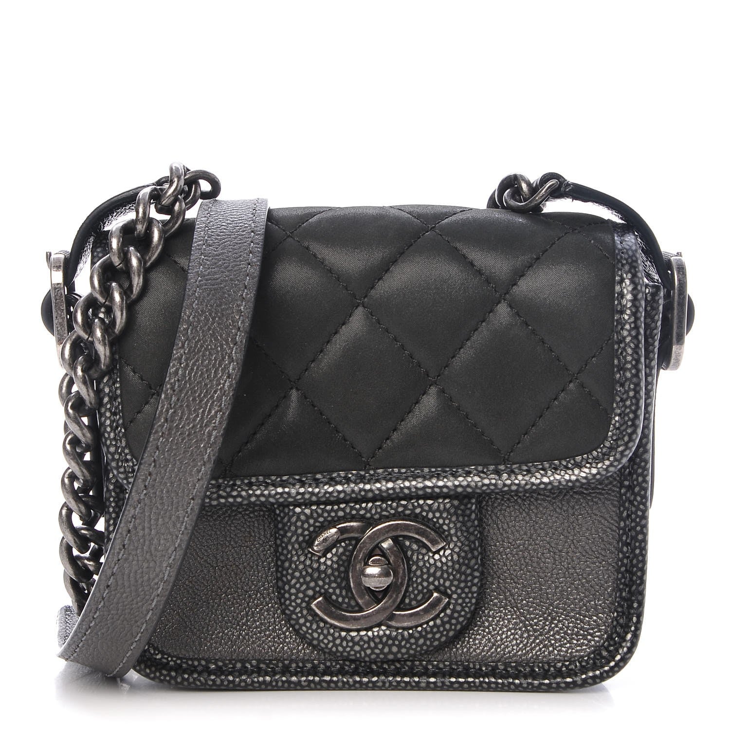 Chanel Iridescent Calfskin Mini Back To School Crossbody Flap Anthracite 1 of 8