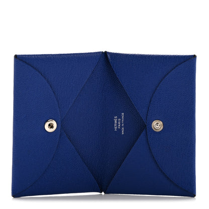Hermes Chevre Chamkila Calvi Card Case Bleu Electrique 5 of 11
