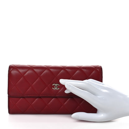 Chanel Lambskin Quilted Large Gusset Flap Wallet Red 2 of 15