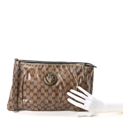 Gucci Crystal Monogram Large Hysteria Clutch Brown 2 of 10