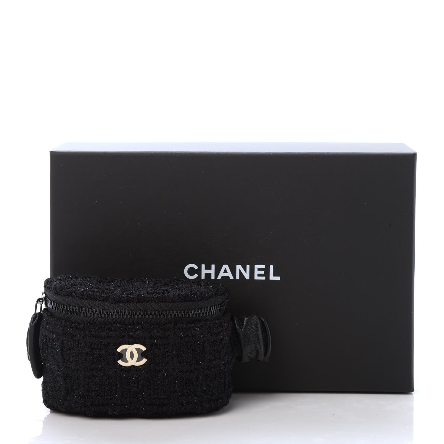 Chanel Tweed Lambskin Quilted Arm Coin Purse Black 8 of 8