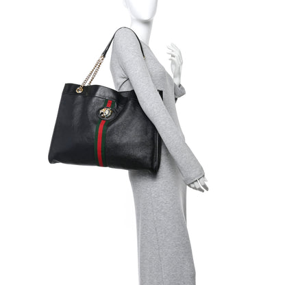 Gucci Calfskin Large Rajah Chain Tote Black 2 of 12