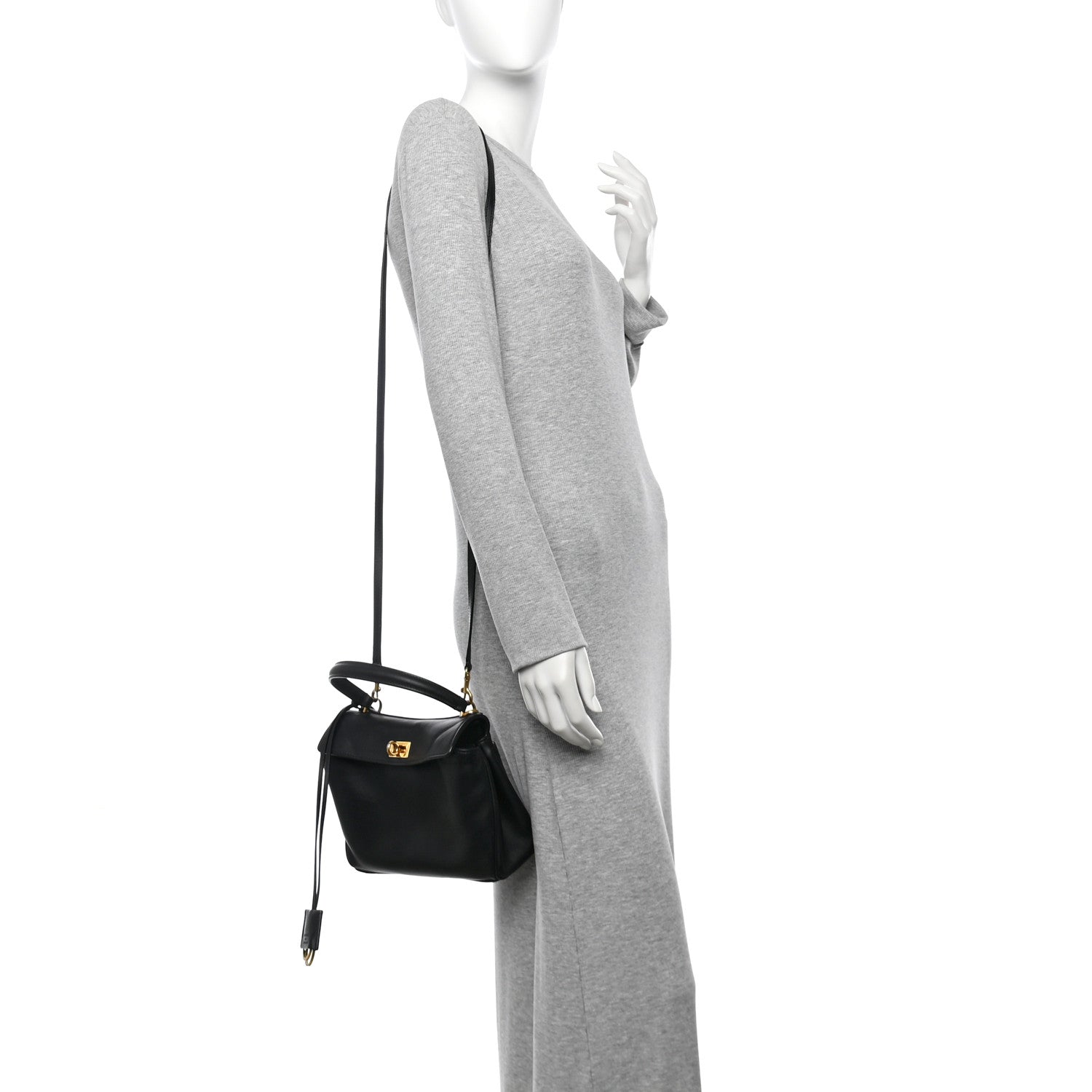 Balenciaga Natural Smooth Calfskin Mini Rodeo Top Handle Handbag Black 2 of 10