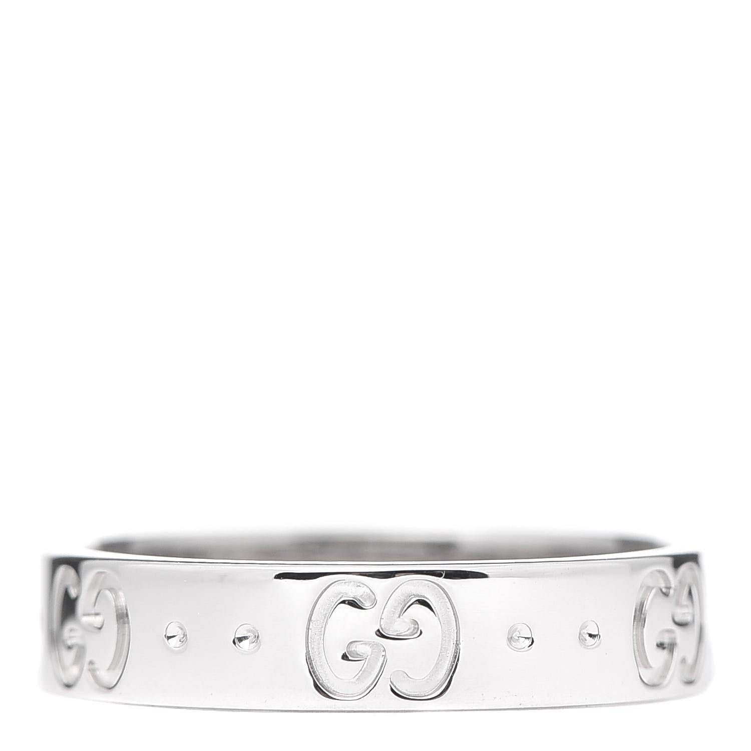 Gucci 18K White Gold 4mm Icon Thin Band Ring 51 5.75 1 of 5