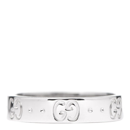 Gucci 18K White Gold 4mm Icon Thin Band Ring 51 5.75 1 of 5