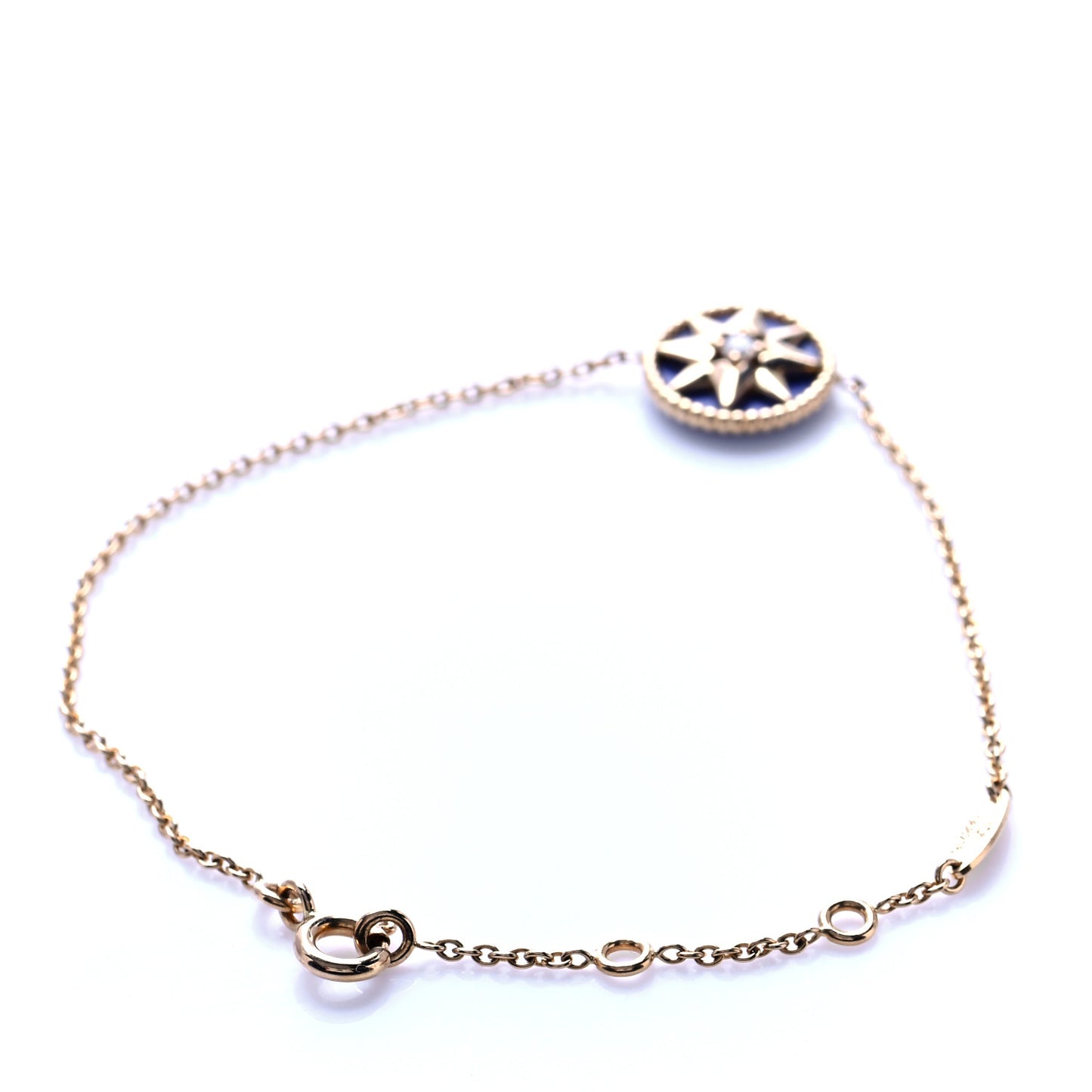 18K Yellow Gold Lapis Lazuli Diamond Rose Des Vents Bracelet