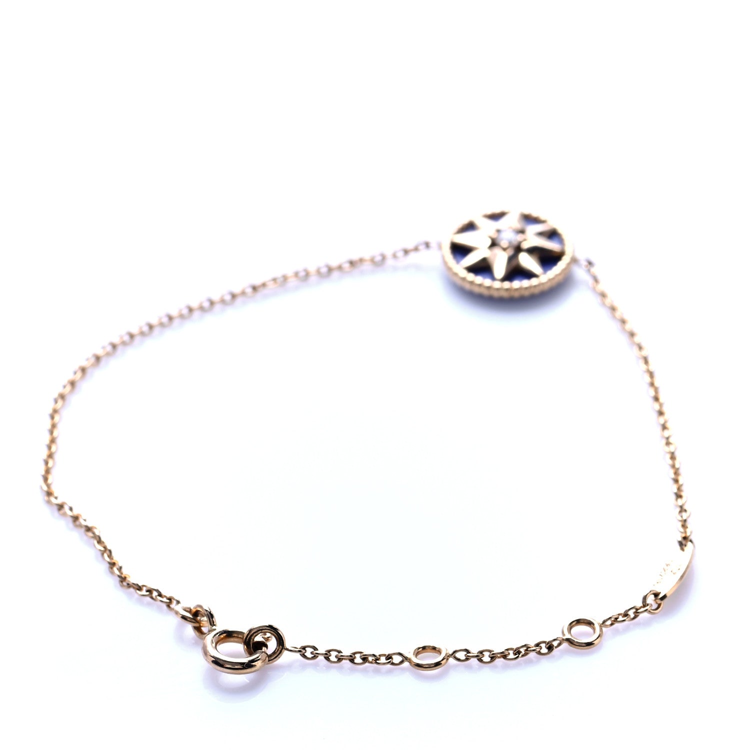 Christian Dior 18K Yellow Gold Lapis Lazuli Diamond Rose Des Vents Bracelet 3 of 8