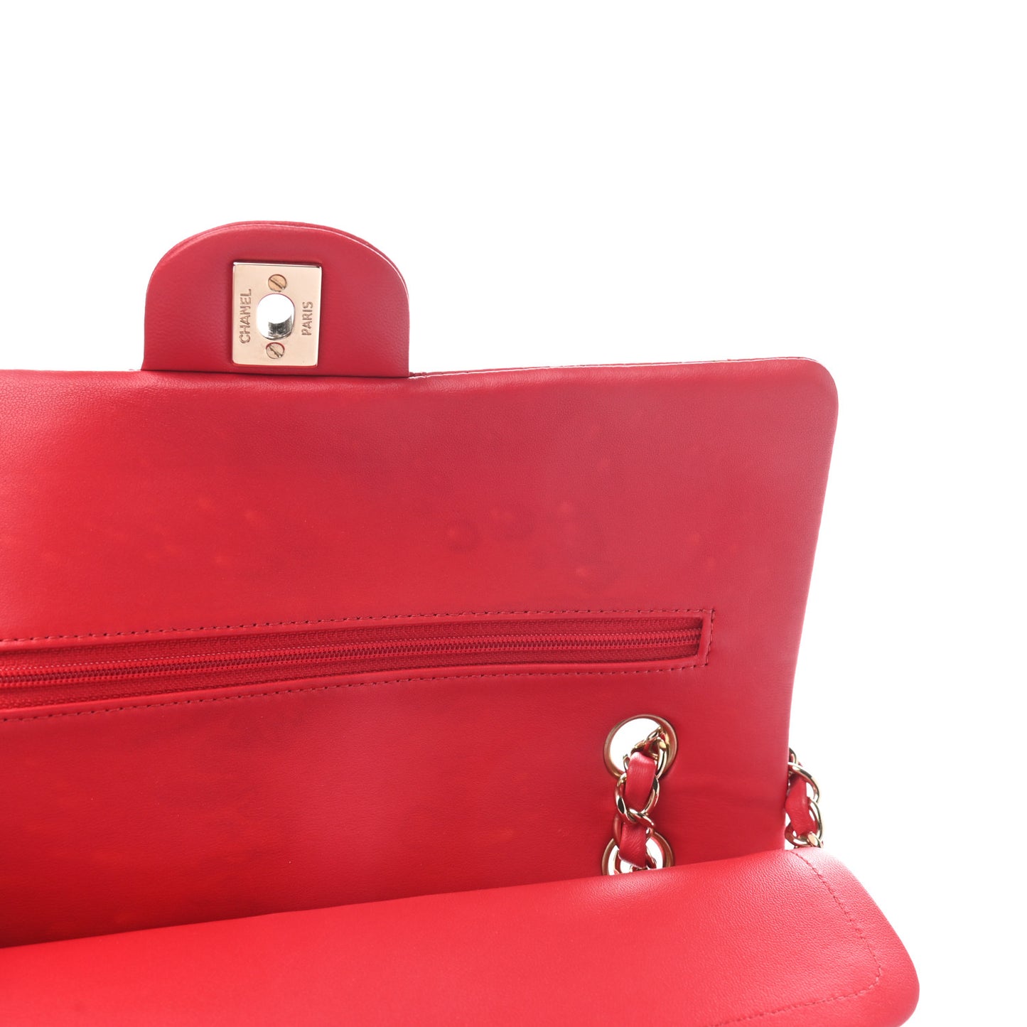 Lambskin Quilted Medium Double Flap Dark Pink