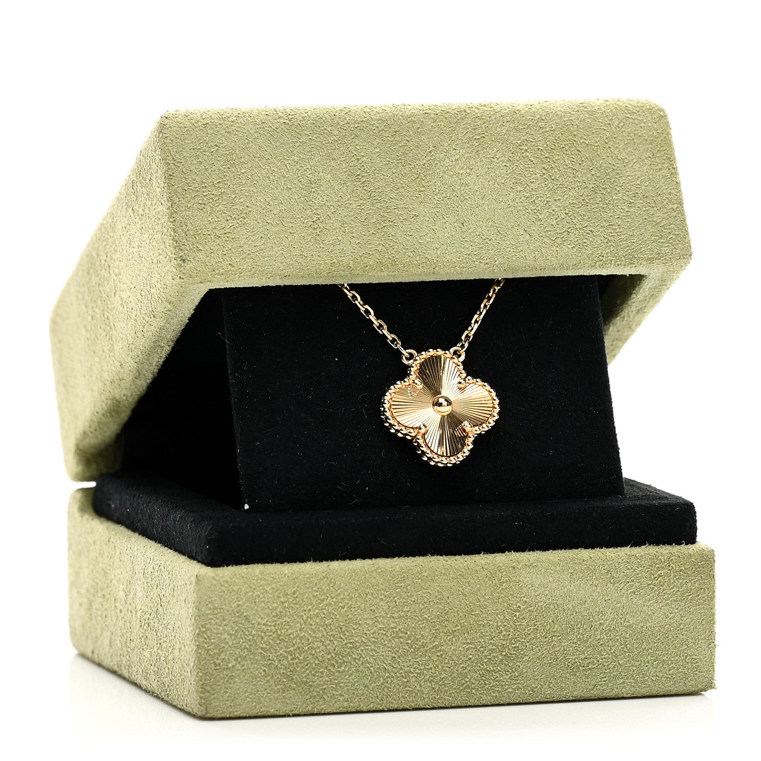 Van Cleef & Arpels 18K Yellow Gold Guilloche Vintage Alhambra Pendant Necklace 6 of 6