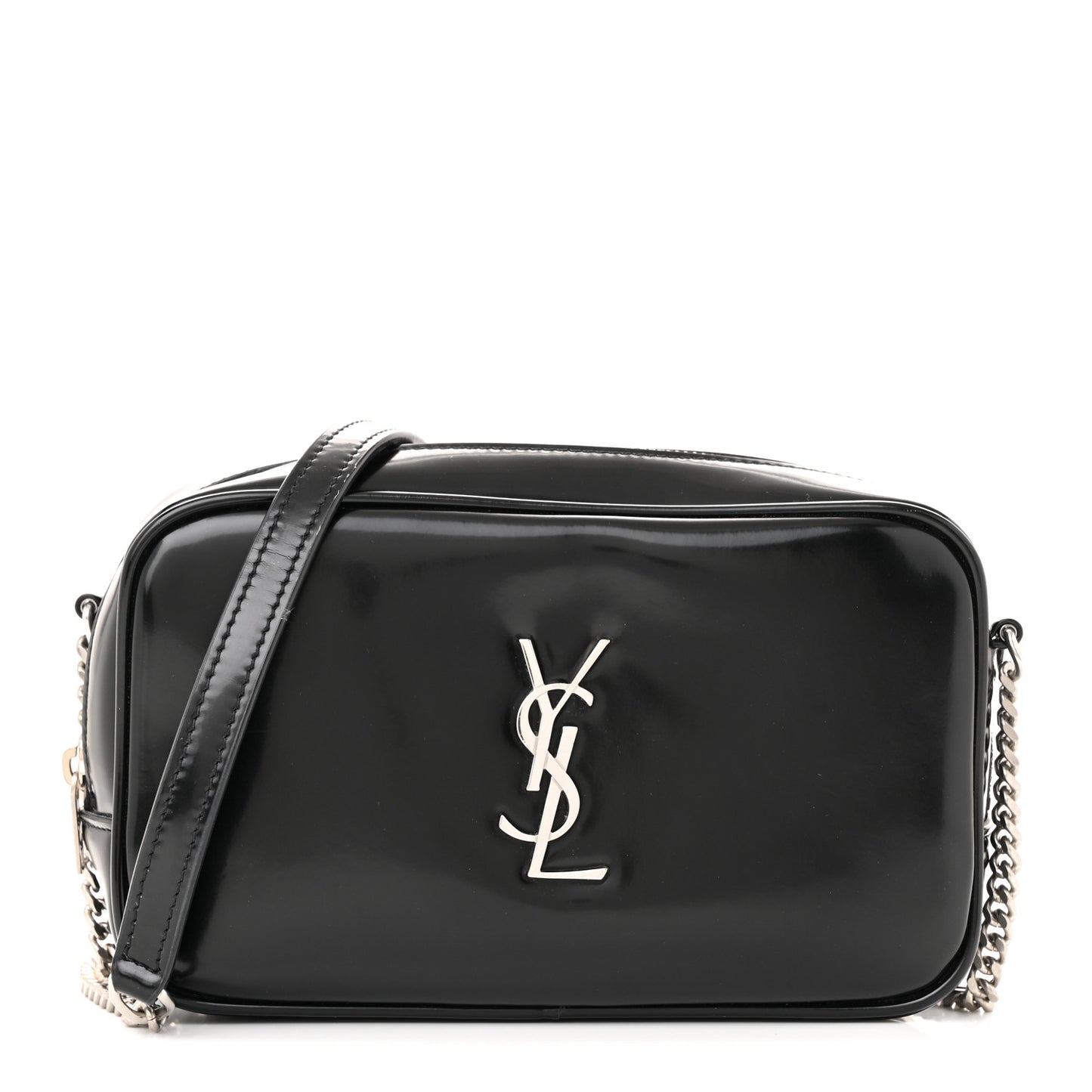 Shiny Calfskin Monogram Mini Lou Camera Bag Black