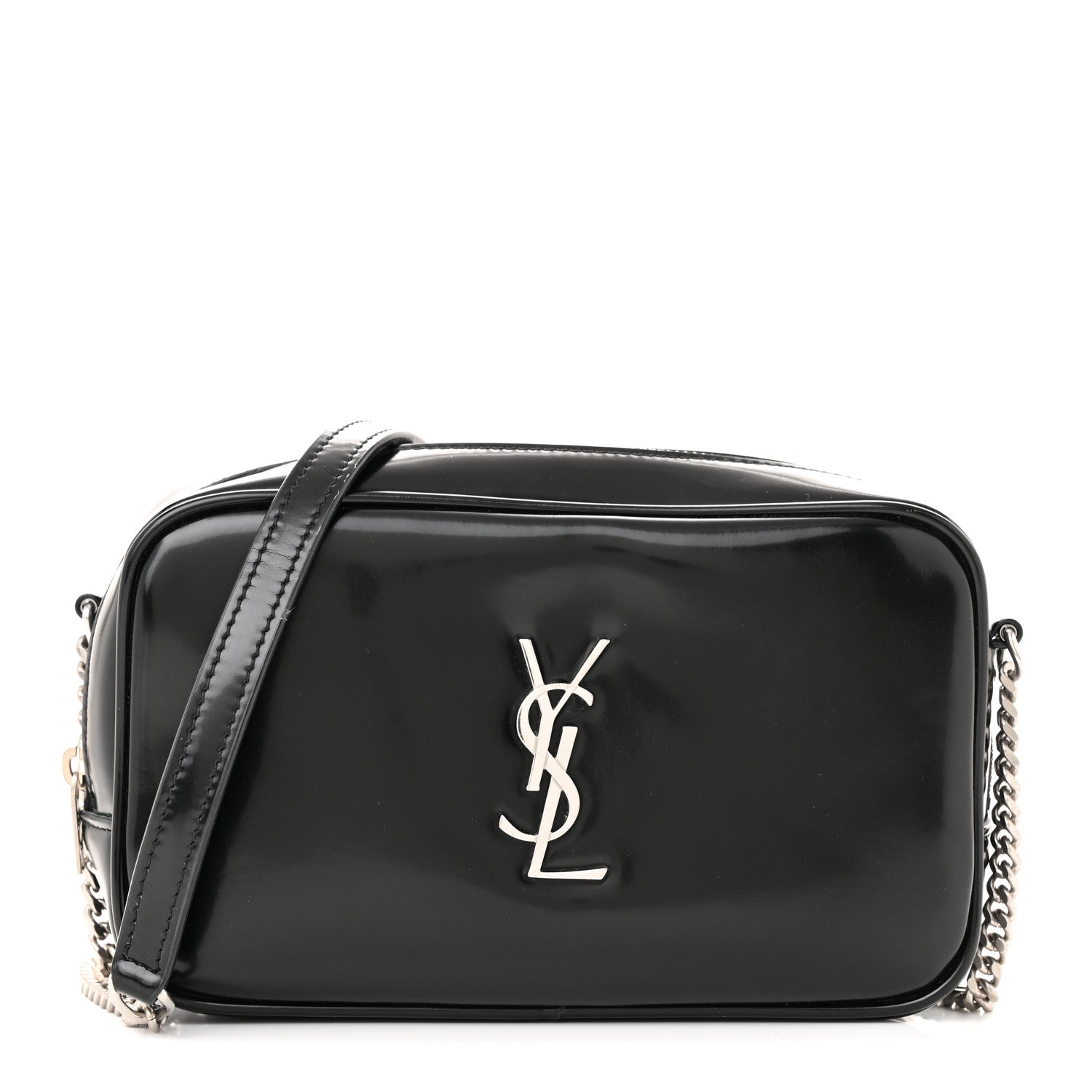 Saint Laurent Shiny Calfskin Monogram Mini Lou Camera Bag Black 1 of 14