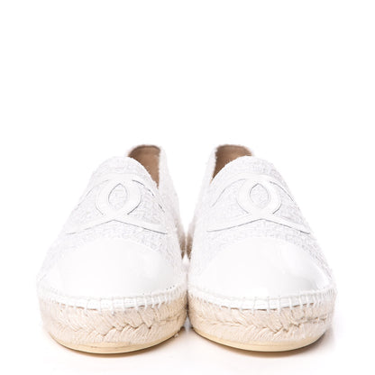 Chanel Tweed Patent CC Espadrilles 42 White 2 of 11