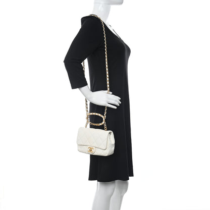 Chanel Lambskin Quilted Logo Mini Flap With Handle White 2 of 13