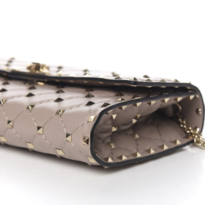 Valentino Garavani Lambskin Rockstud Spike Wallet on Chain Poudre 9 of 10