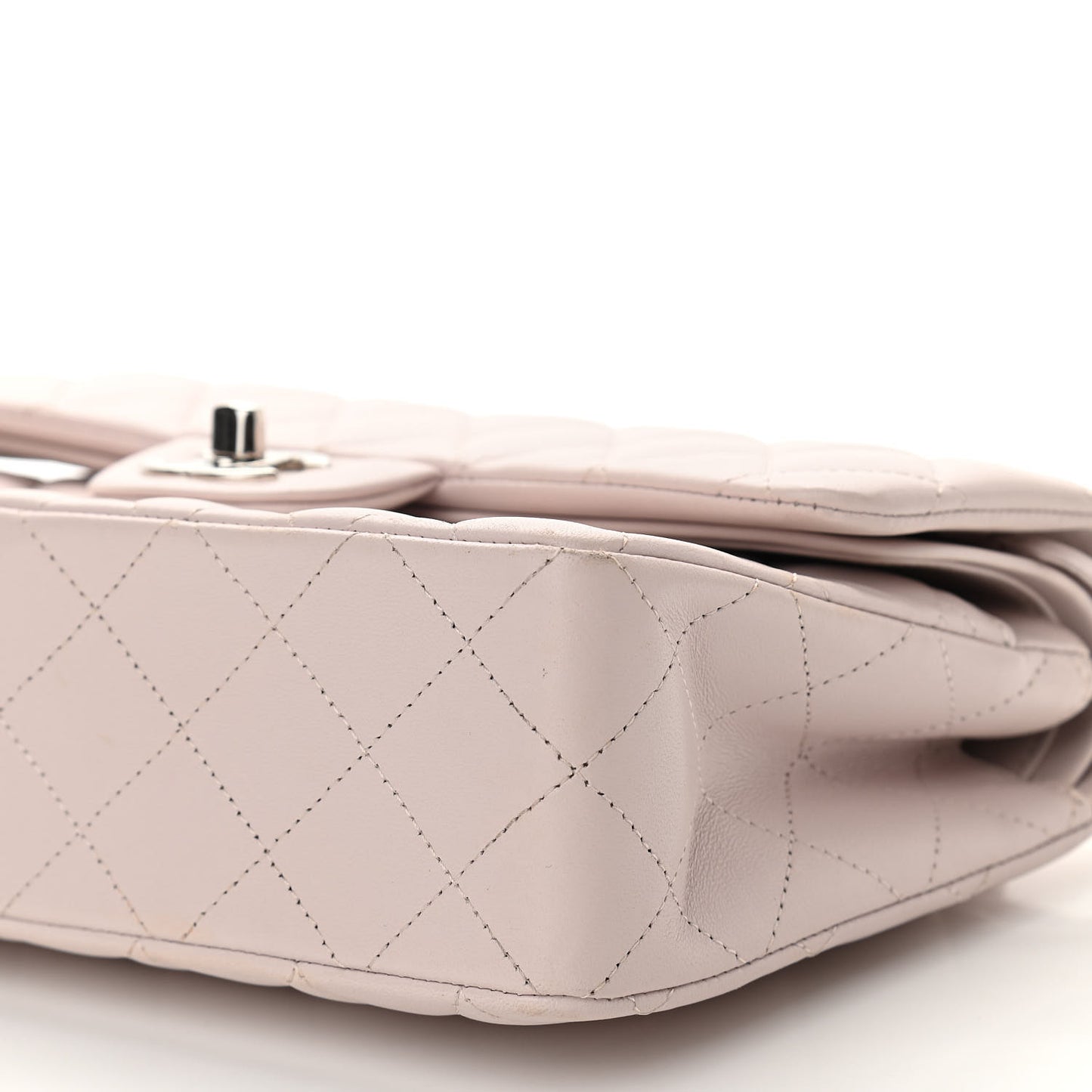 Lambskin Quilted Small Double Flap Light Purple