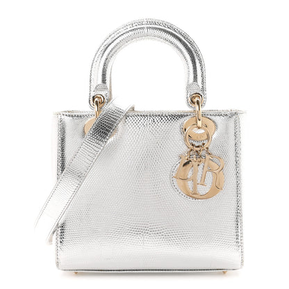 Christian Dior Metallic Lizard Small Lady Dior Argent 1 of 10