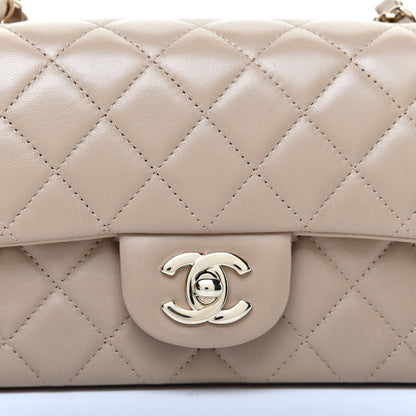 Chanel Lambskin Quilted Mini Rectangular Flap Dark Beige 10 of 11