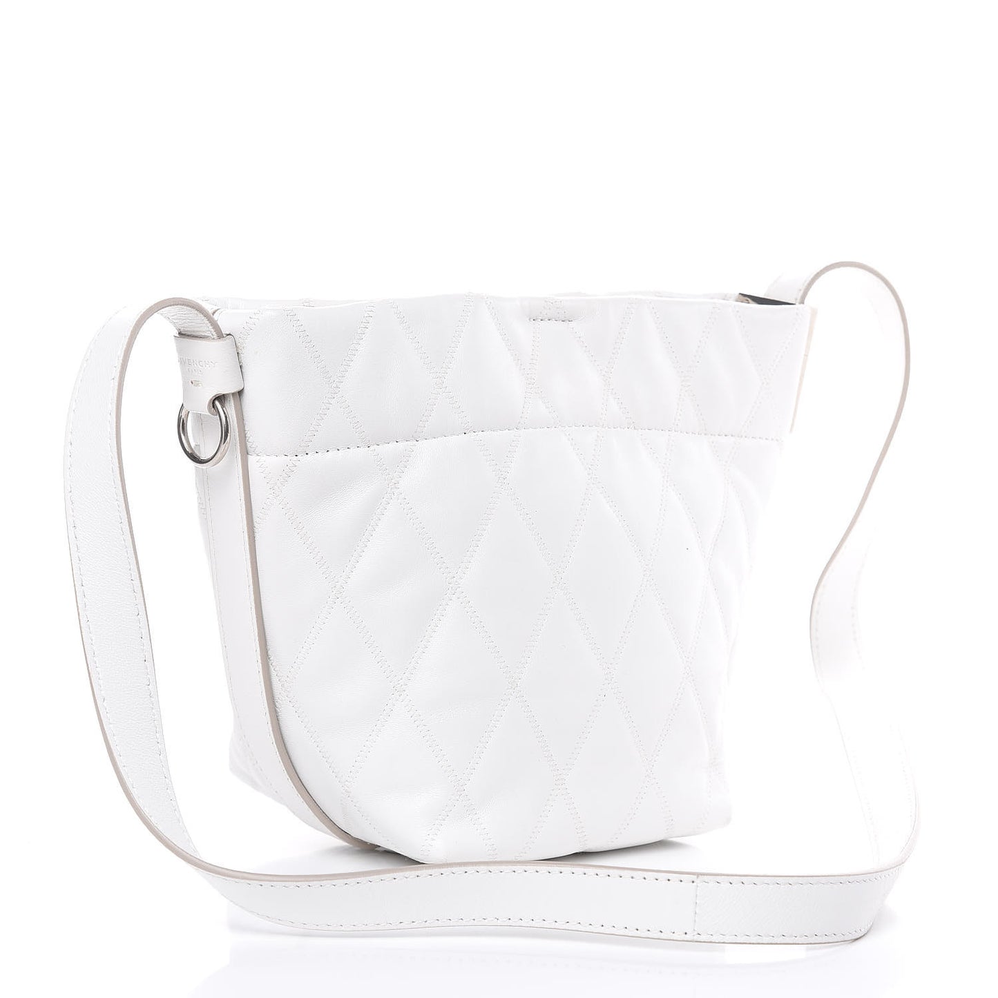 Lambskin Quilted Mini GV Bucket Bag White