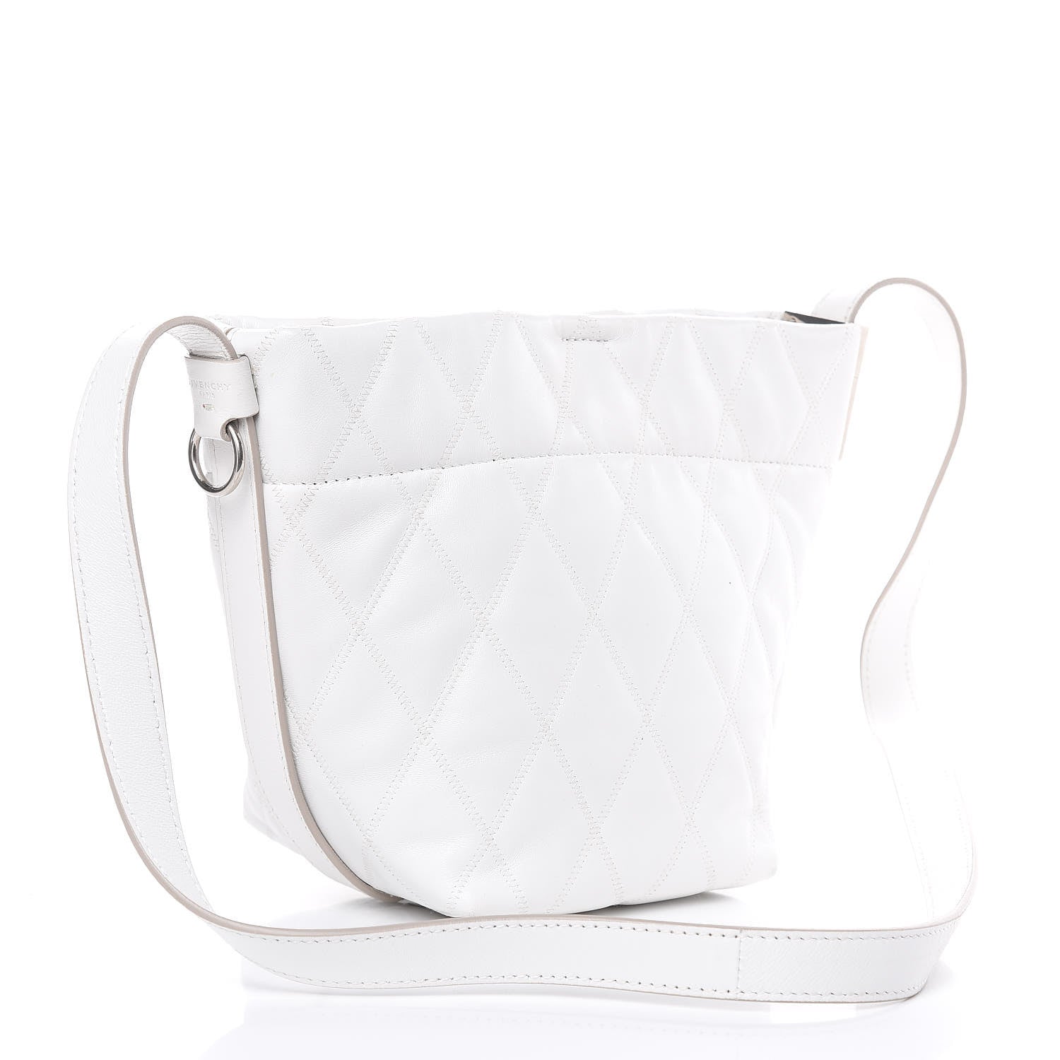 Givenchy Lambskin Quilted Mini GV Bucket Bag White 3 of 10