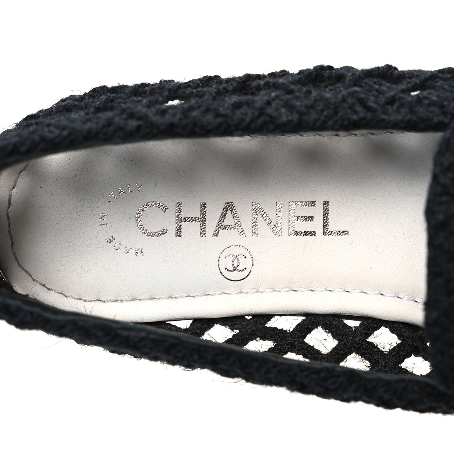 Cord Braided CC Mocassin Loafers 37.5 Black