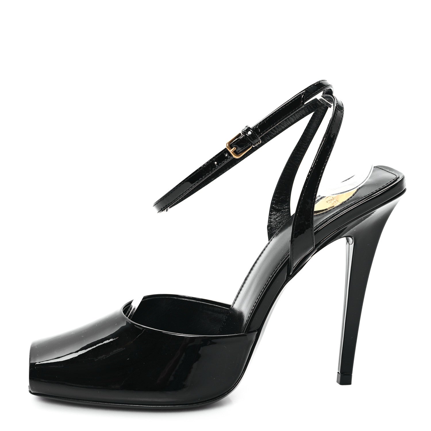 Saint Laurent Patent Calfskin La Scandale 110 Sandals 38.5 Black 1 of 9