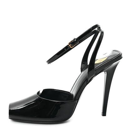 Saint Laurent Patent Calfskin La Scandale 110 Sandals 38.5 Black 1 of 9