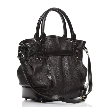 Burberry Grainy Calfskin Cinched Tote Dark Brown 4 of 14