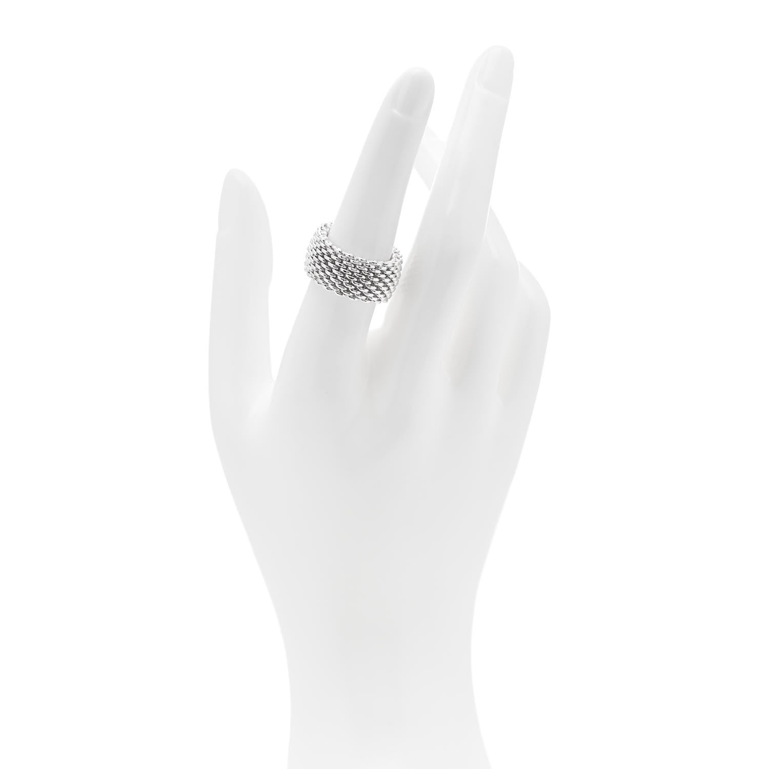 Tiffany Sterling Silver Somerset Mesh Ring 53 6.25 2 of 4