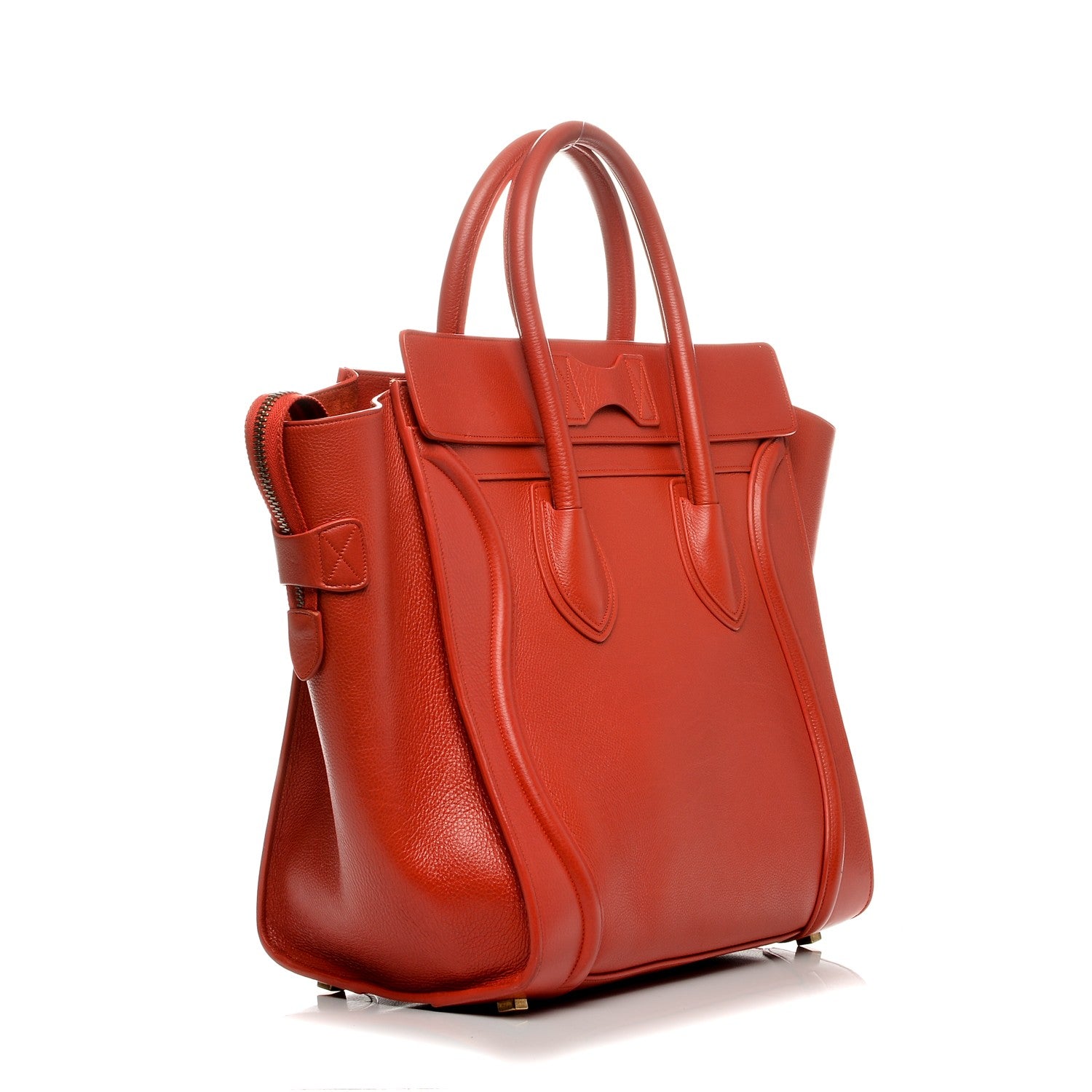 Celine Drummed Calfskin Mini Luggage Coquelicot 3 of 14