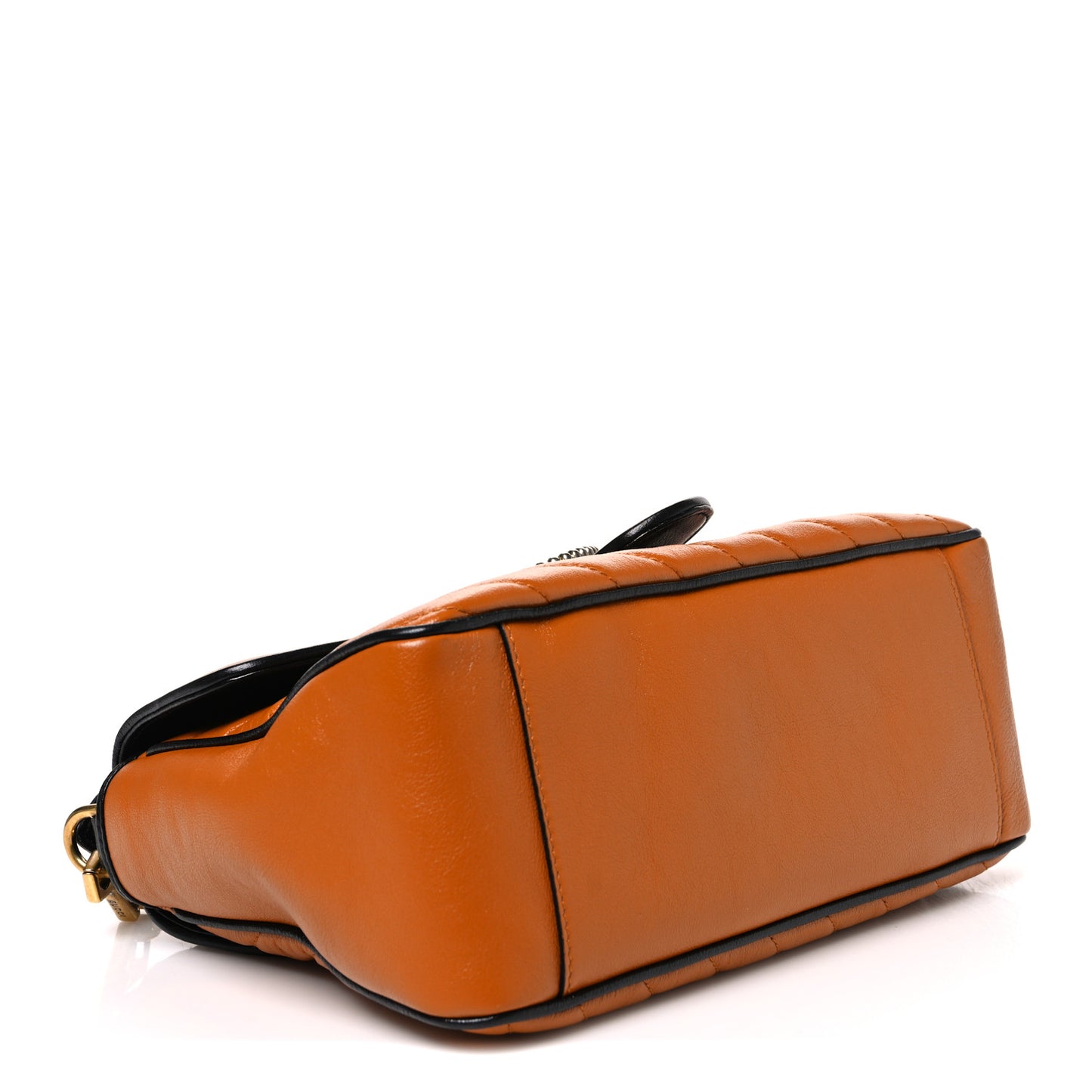 Azalea Calfskin Matelasse Diagonal Small Torchon GG Marmont Top Handle Shoulder Bag Cognac Black
